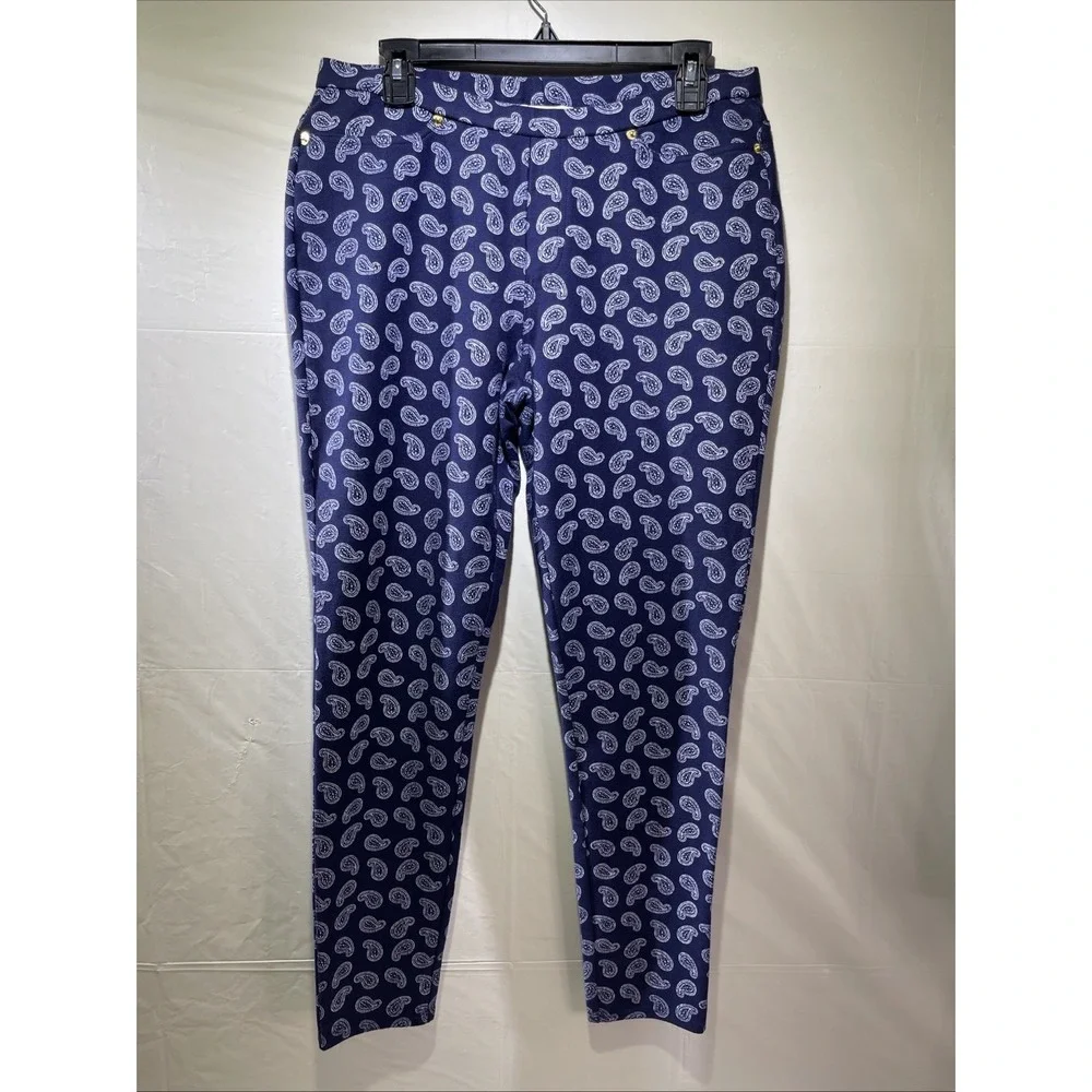 Michael Kors Women's Blue Pull-On Dress Pants, Size L, Straight Leg‎
